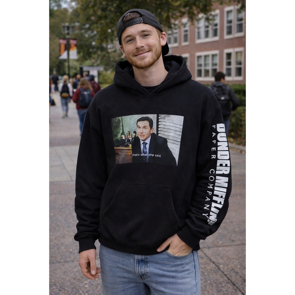 The Office‎ Dunder Mifflin Hoodie Michael Scott Thats What She Said Mens Medium